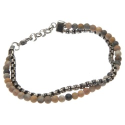 bracciale uomo pietre e catena in acciaio invecchiato