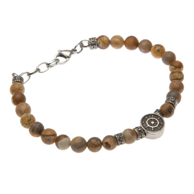 bracciale timone uomo acciaio e pietre dure
