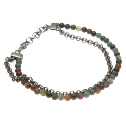 bracciale uomo pietre e catena in acciaio invecchiato
