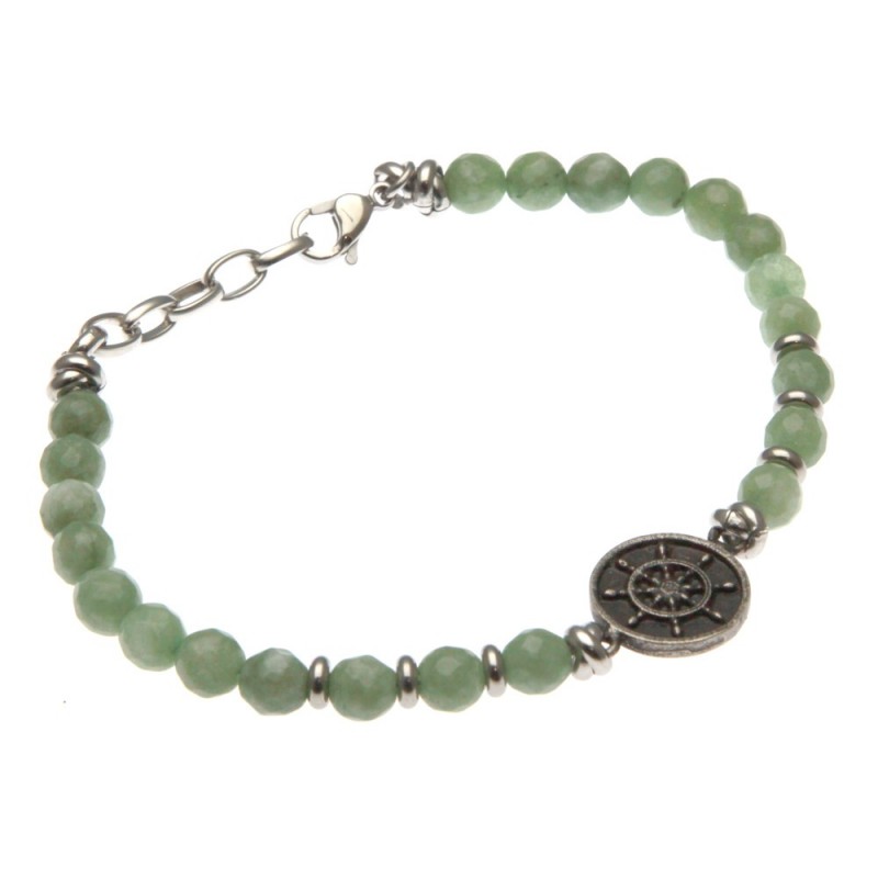 bracciale uomo con timone pietre e acciaio