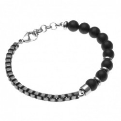bracciale uomo pietre dure e acciaio brunito