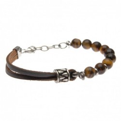 bracciale uomo pietre dure pelle e acciaio