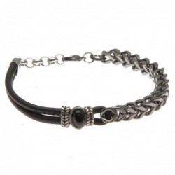 bracciale uomo acciaio e pelle