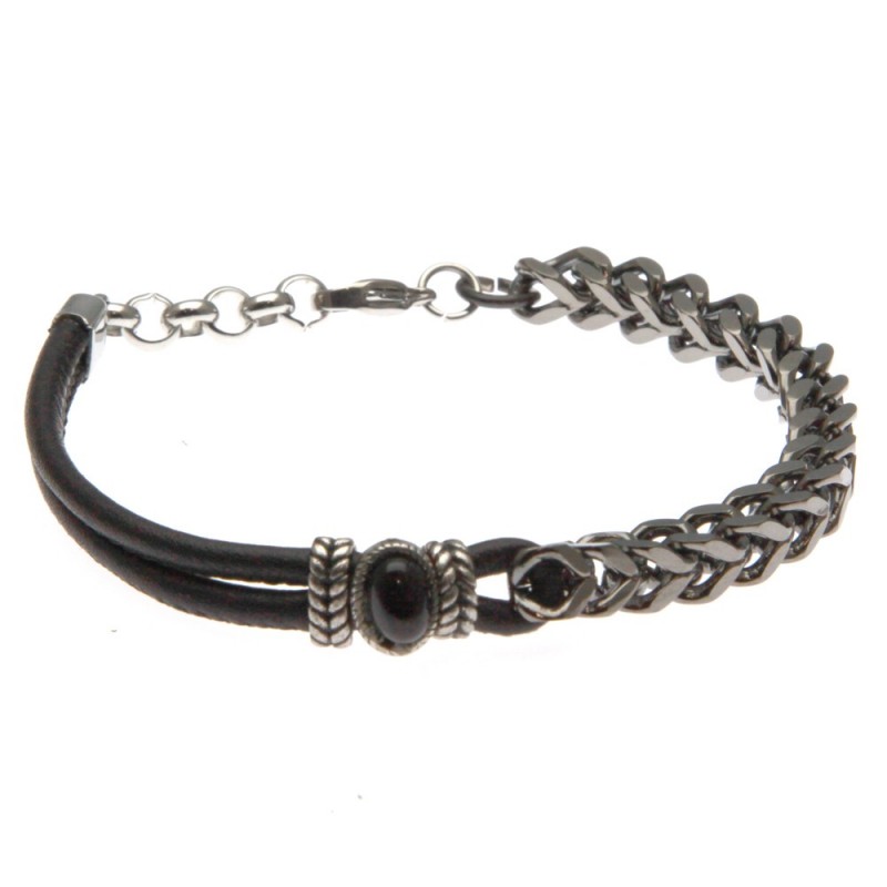 bracciale uomo acciaio e pelle