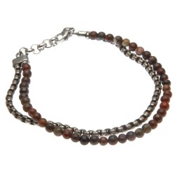 bracciale uomo pietre e catena in acciaio invecchiato
