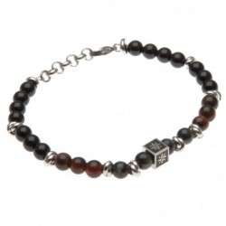 bracciale uomo rosa dei venti acciaio e pietre dure