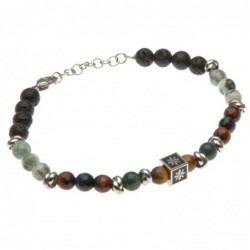 bracciale uomo rosa dei venti acciaio e pietre dure