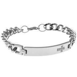 bracciale uomo groumette piastra e croce di strass