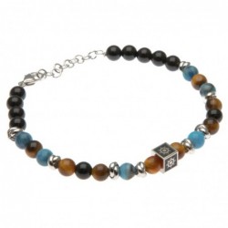 bracciale uomo timone acciaio e pietre dure