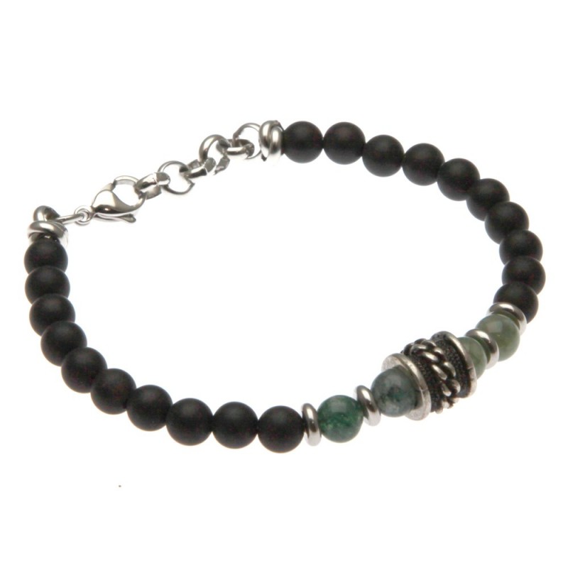 bracciale uomo pietre dure e acciaio