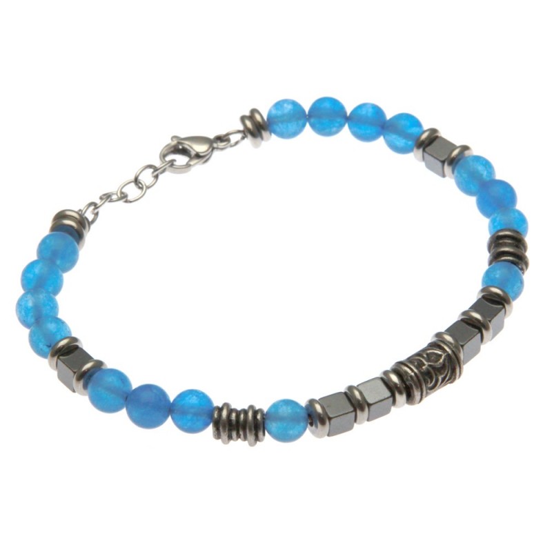 bracciale uomo acciaio e pietre dure