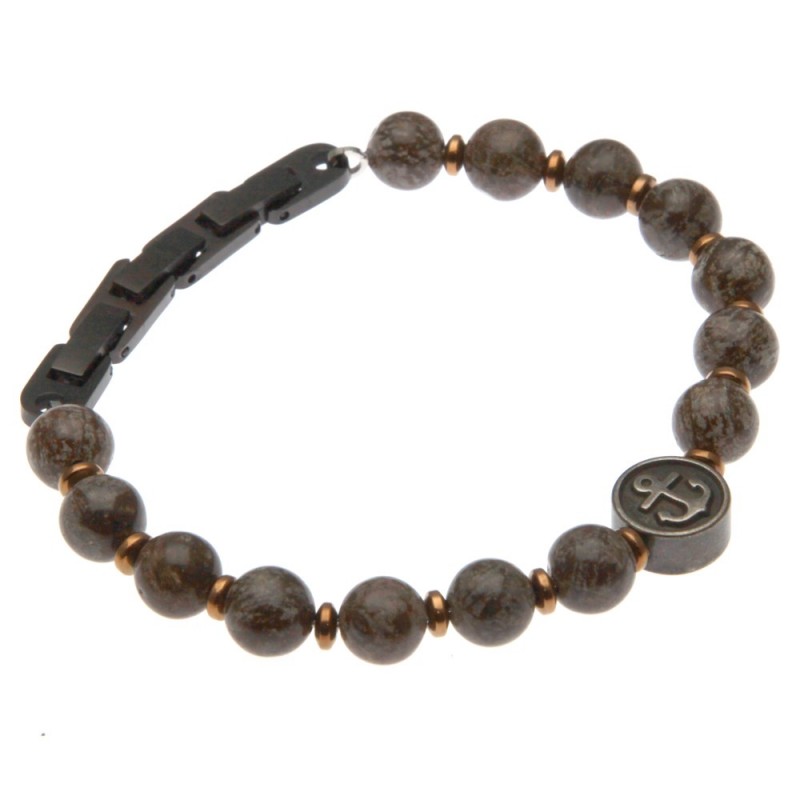 bracciale uomo ancora in pietre dure e acciaio