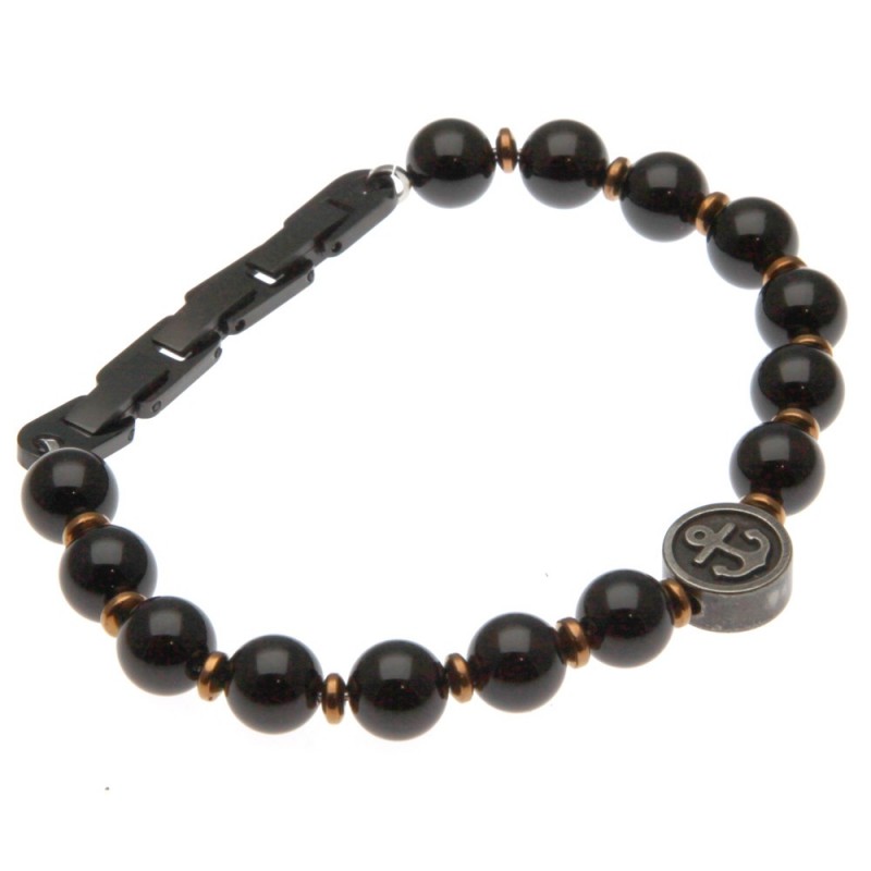 bracciale uomo ancora in pietre dure e acciaio