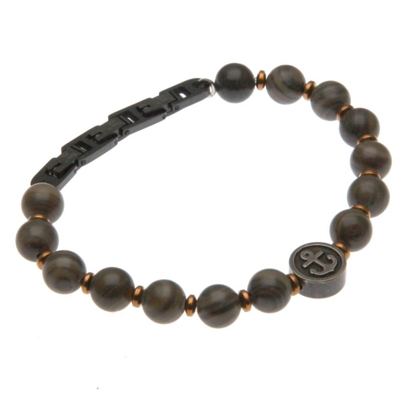 bracciale uomo ancora in pietre dure e acciaio