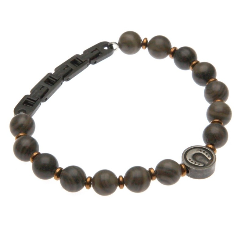 bracciale uomo ferro di cavallo in pietre dure e acciaio