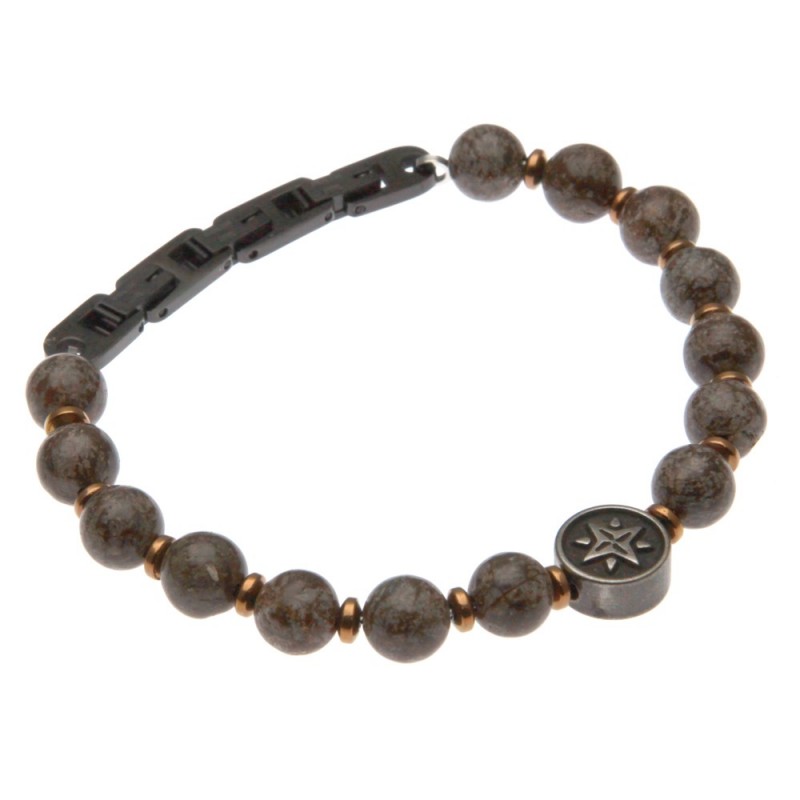bracciale uomo rosa dei venti in pietre dure e acciaio