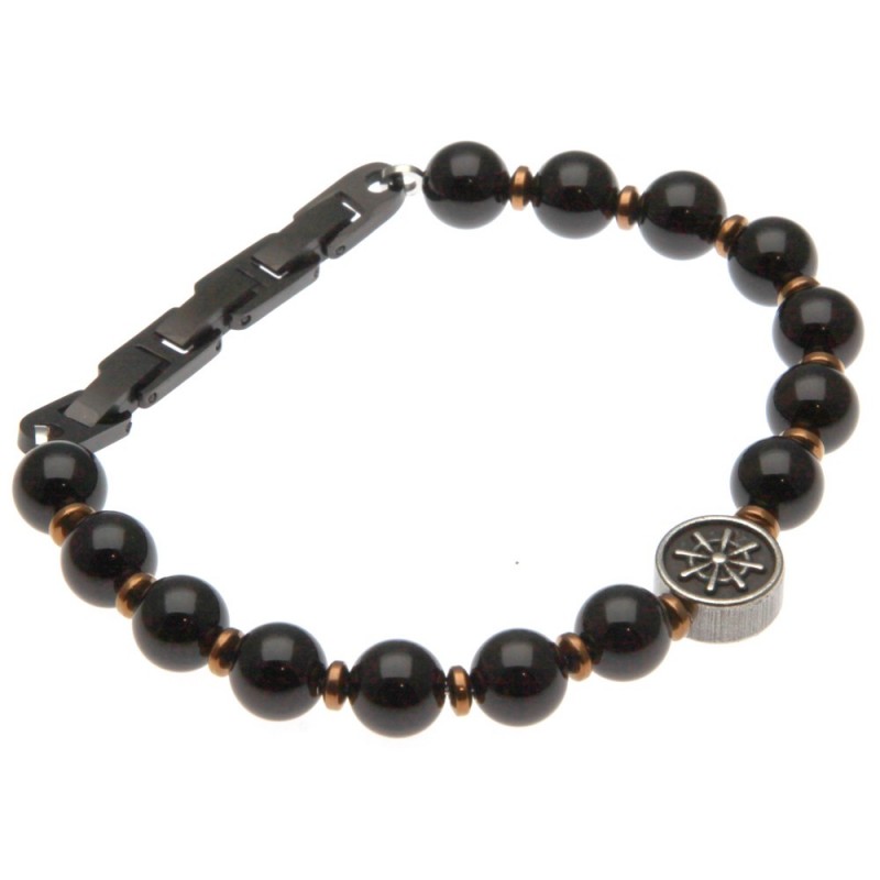 bracciale uomo timone in pietre dure e acciaio