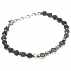 bracciale uomo con simboli marinari acciaio e pietre