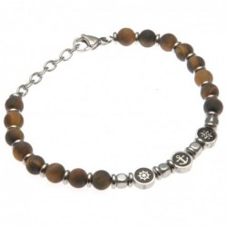 bracciale uomo con simboli marinari acciaio e pietre