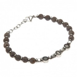 bracciale uomo con simboli marinari acciaio e pietre