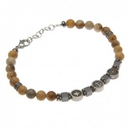bracciale uomo con simboli marinari acciaio e pietre