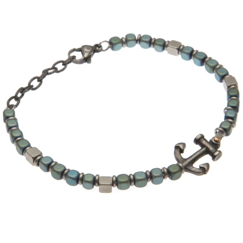 bracciale uomo ancora in pietre dure e acciaio