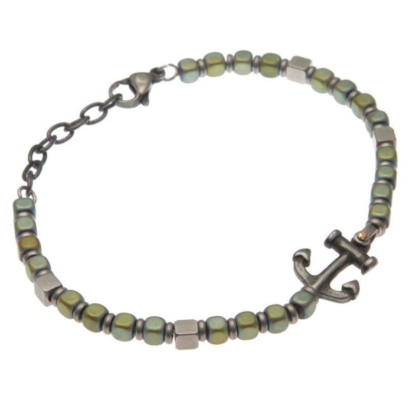 bracciale uomo ancora in pietre dure e acciaio