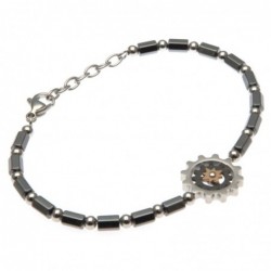 bracciale con rosa dei venti in acciaio uomo