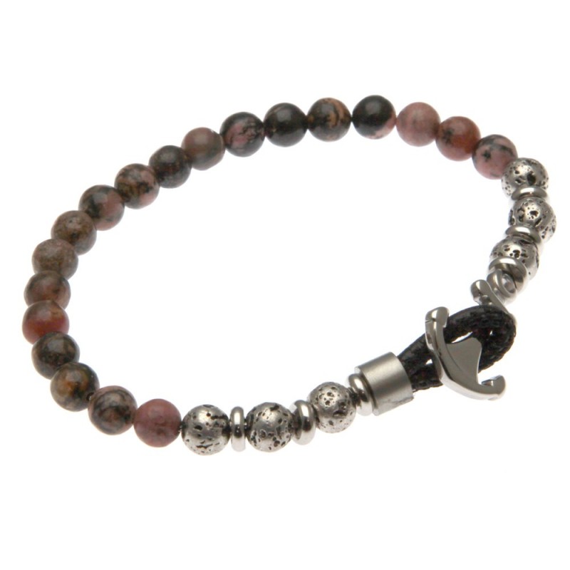 bracciale uomo ancora acciaio e pietre dure