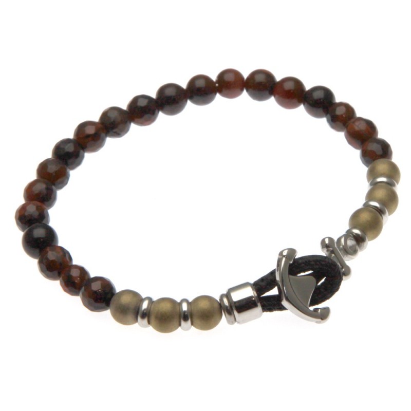 bracciale uomo ancora acciaio e pietre dure