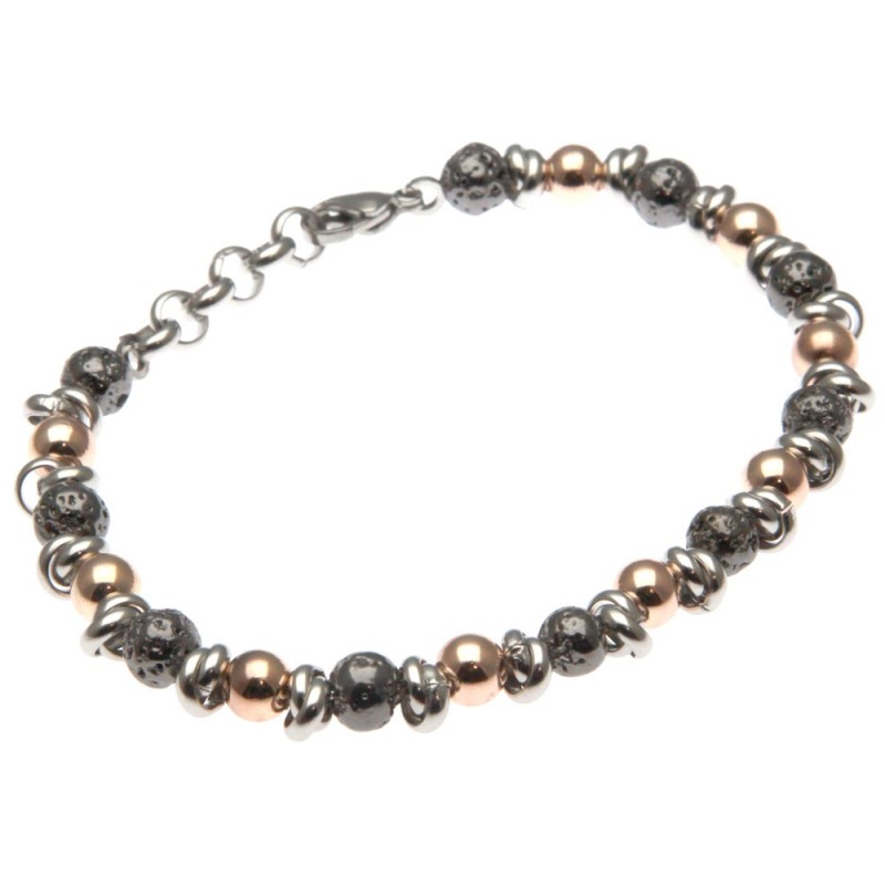 bracciale uomo acciaio e pietre dure