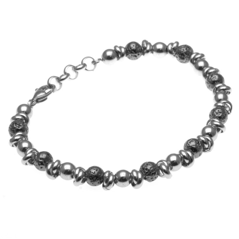 bracciale uomo acciaio e pietre dure