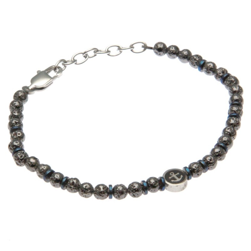 bracciale uomo ancora acciaio e pietre dure