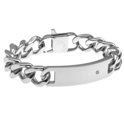 bracciale uomo groumette con piastra e zircone