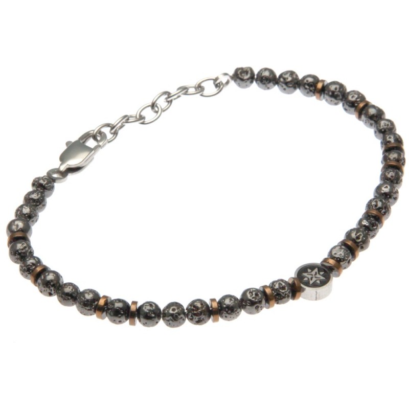 bracciale uomo rosa dei venti acciaio e pietre dure