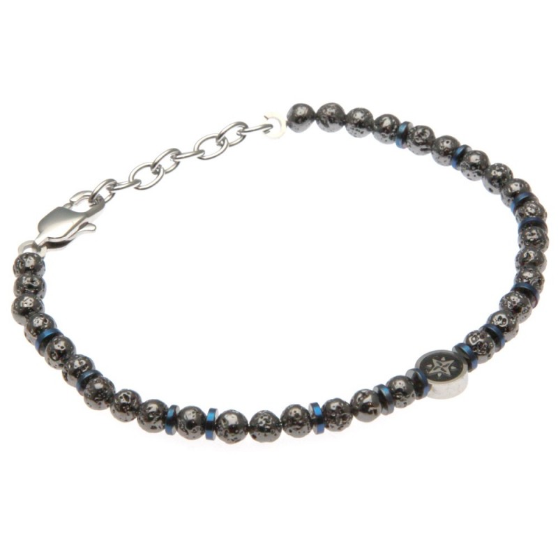 bracciale uomo rosa dei venti acciaio e pietre dure