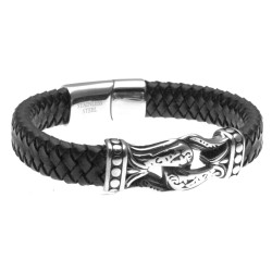 bracciale uomo nodo in acciaio e pelle