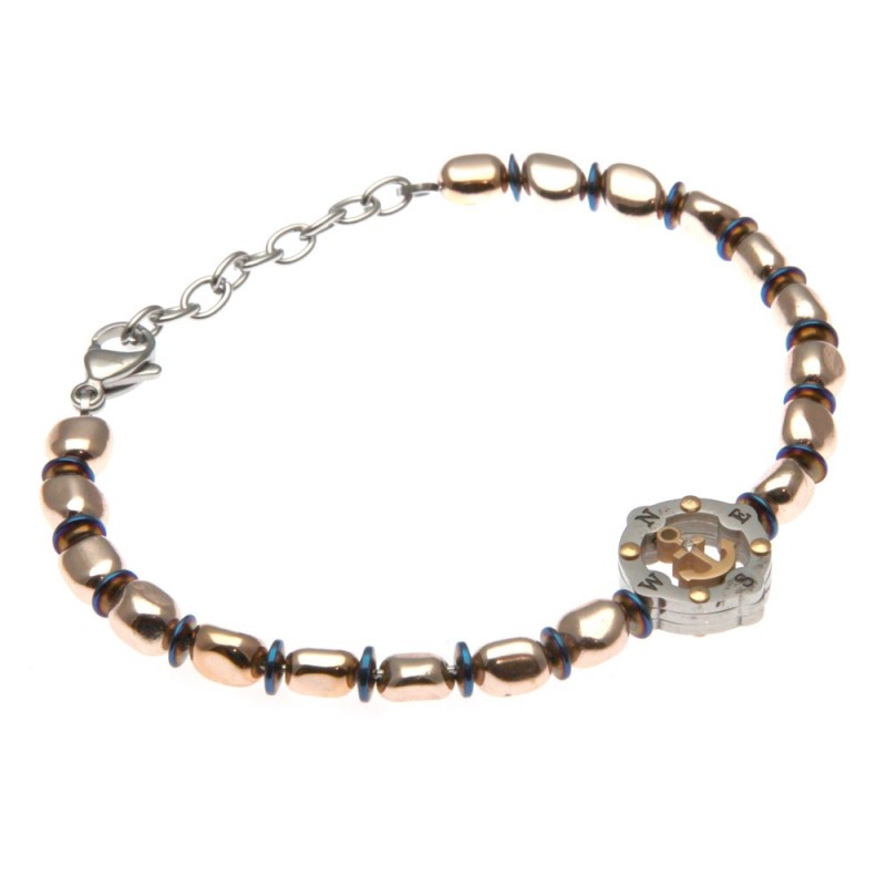 bracciale uomo con ancora e pepite in acciaio