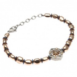 bracciale uomo con rosa dei venti e pepite in acciaio
