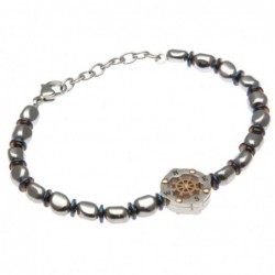 bracciale uomo con timone e pepite in acciaio