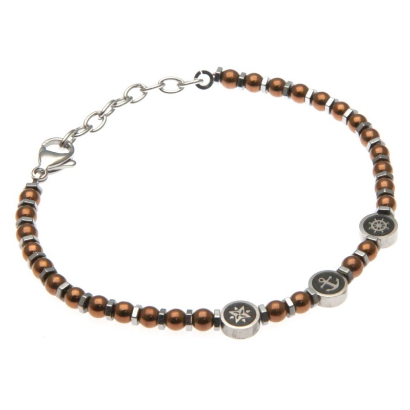 bracciale uomo simboli marinari in acciaio