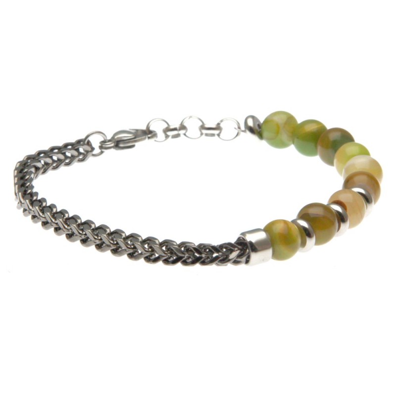 bracciale uomo in acciaio e pietre