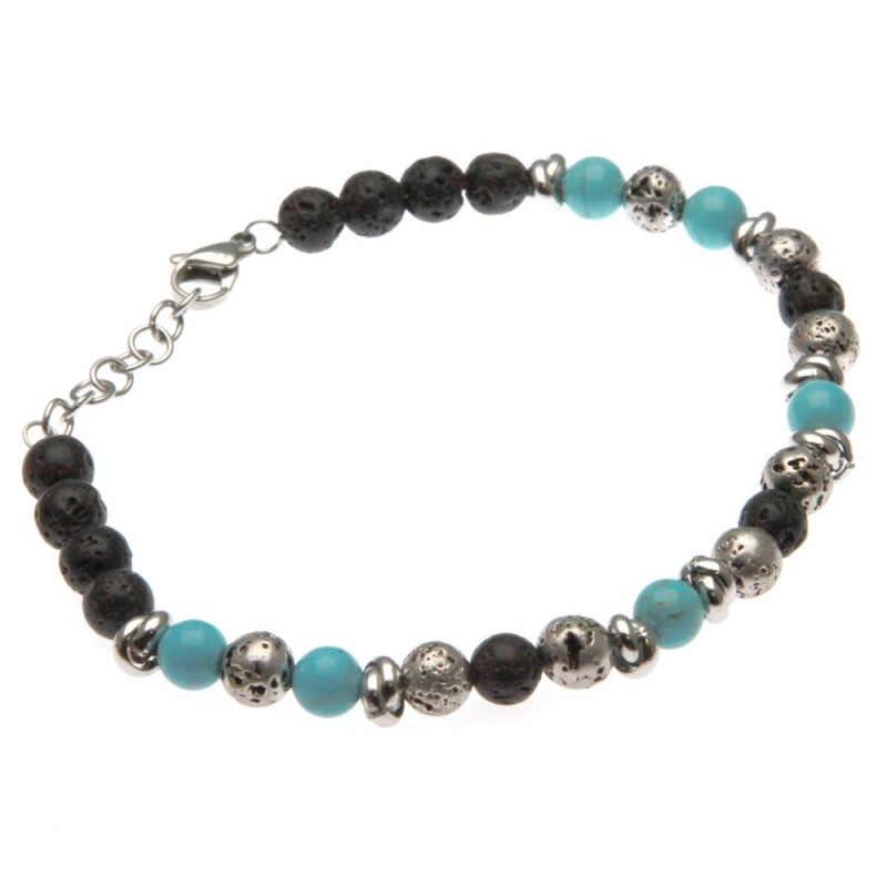 bracciale uomo pietre dure e acciaio