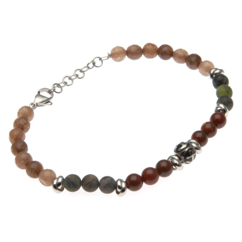bracciale uomo con ancora e pietre e acciaio