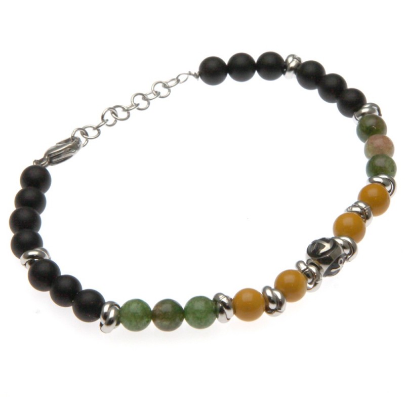 bracciale uomo con ancora e pietre e acciaio