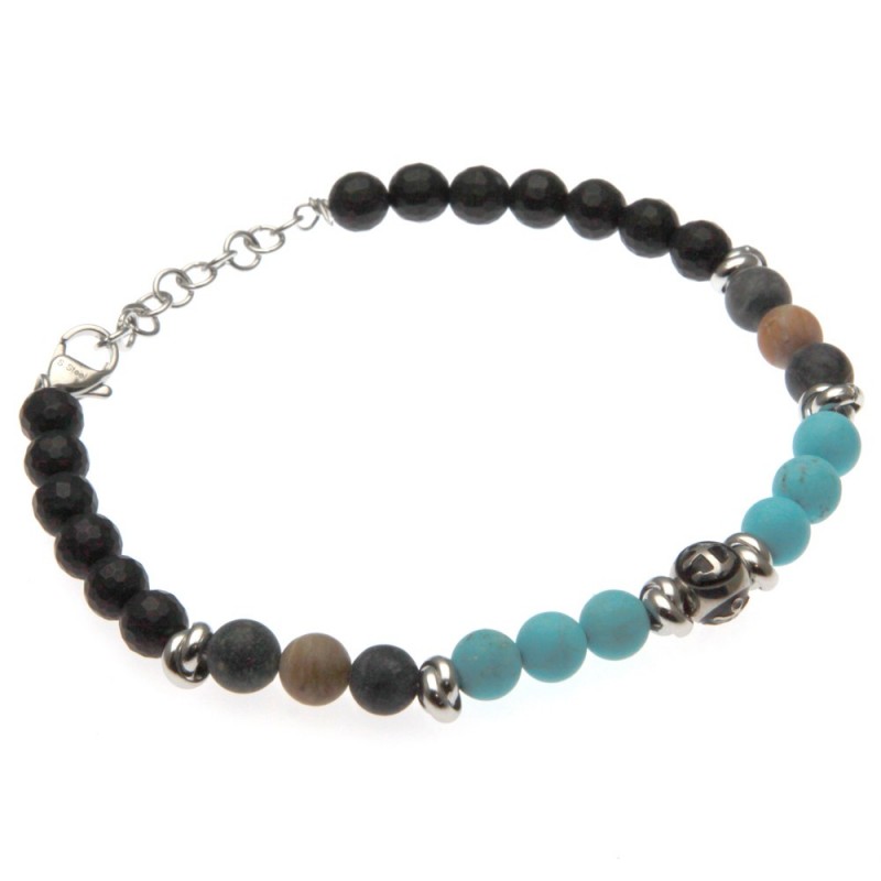 bracciale uomo con ancora e pietre e acciaio