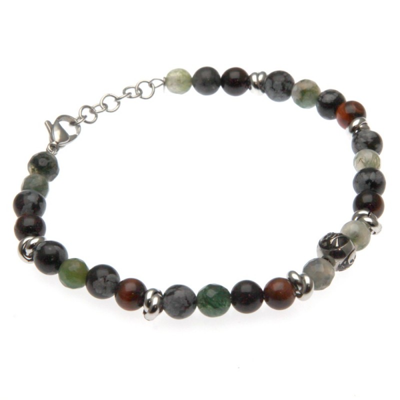 bracciale uomo con teschio pietre e acciaio