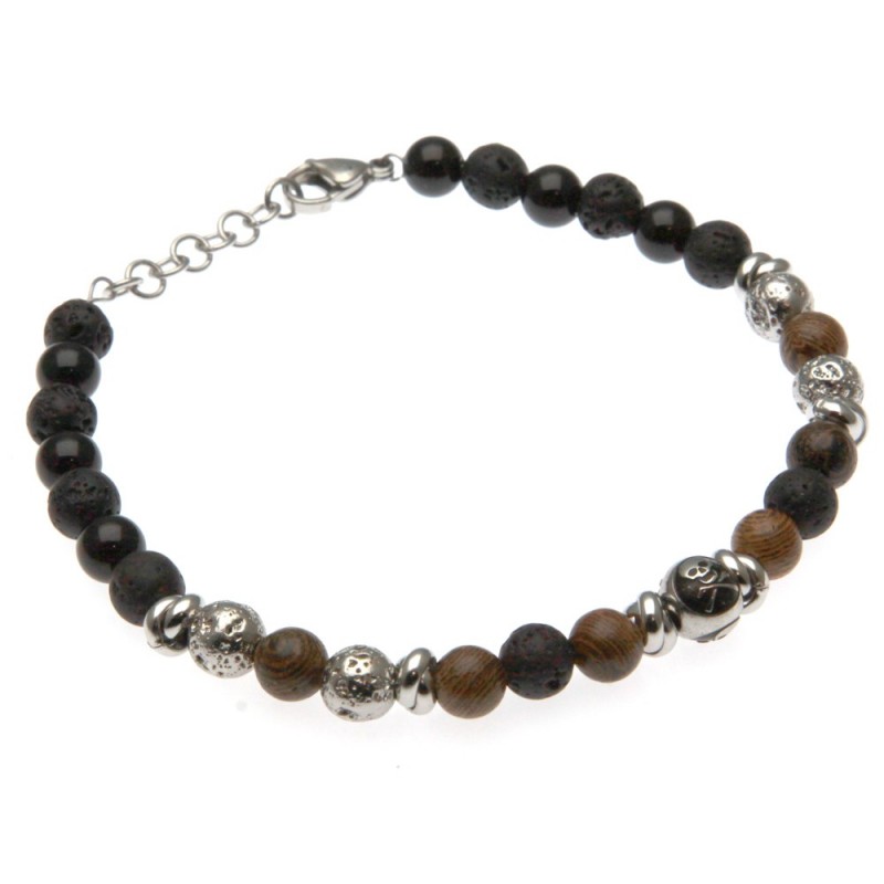 bracciale uomo con teschio pietre e acciaio