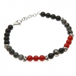 bracciale uomo con timone pietre e acciaio