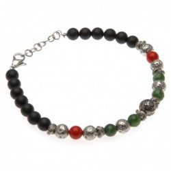 bracciale uomo con timone pietre e acciaio